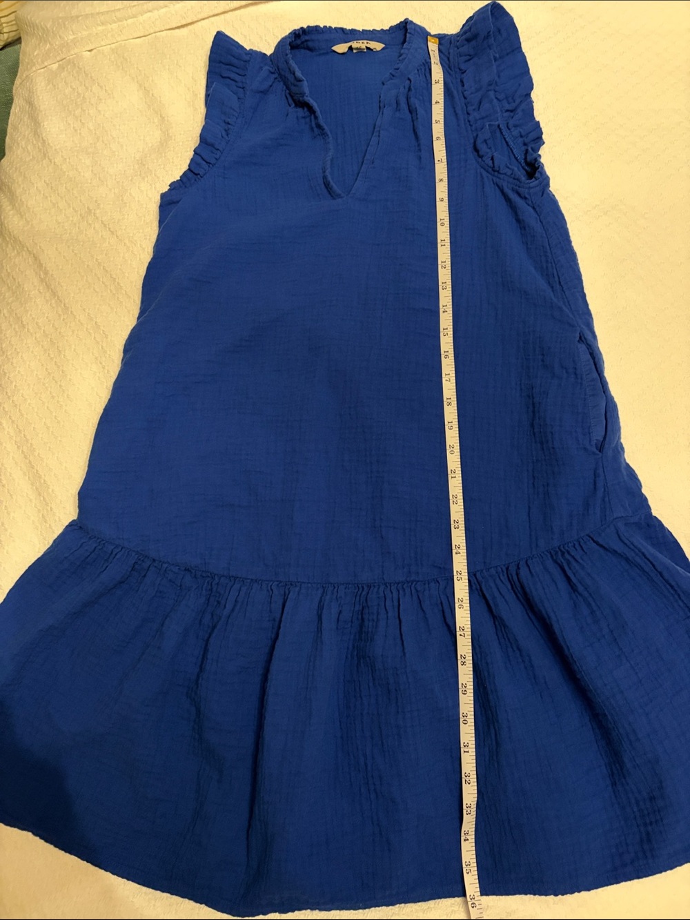Boden Royal Blue Ruffled Sleeve V-Neck Sundress, Size 2R - Picture 9 of 9